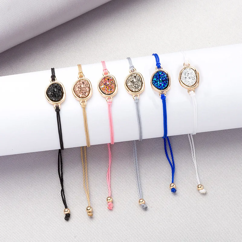 WE Trendy Irregular Rope Bracelet for Women Natural Stone Crystal Cluster Multi-color Love Jewelry Valentine Girl Gifts Dropship