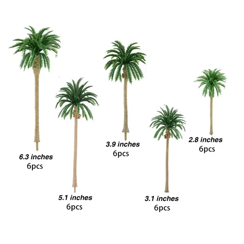 

30pcs Artificial Coconut Palm Trees Scenery Model Miniature Architecture Trees D08D