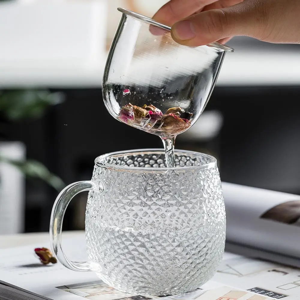 Прозрачная стеклянная чайная чашка MDZF 400 мл кружка с Infuser и крышкой фильтром для