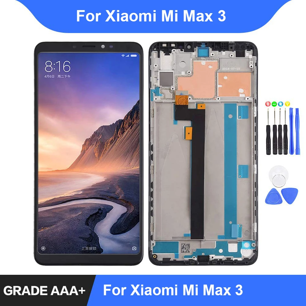 

For Xiaomi Mi Max 3 LCD Display Touch Screen Digitizer Assembly Repair Parts for Xiaomi Mi Max3 Display with Frame Replacement