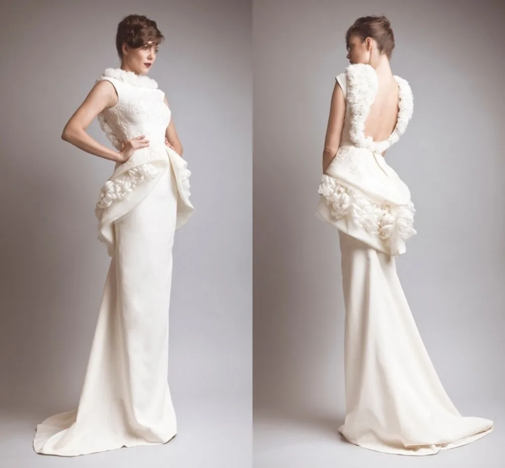 

2015 Saudi Arabia Glamorous prom dress Jewel Beaded Cap Sleeve Feather Flower Low Back Sweep Train Evening Dresses vetsidos