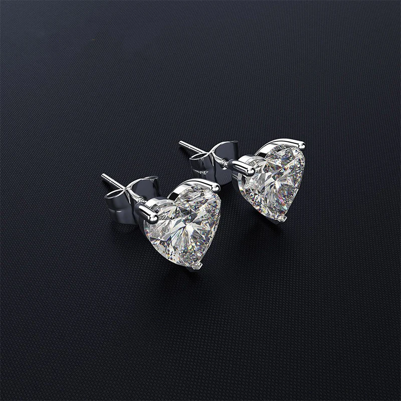 Classic Unisex New Trendy S925 Stud Earrings White Stone AAA Cubic Zirconia Anniversary Wedding Heart Wholesale | Украшения и