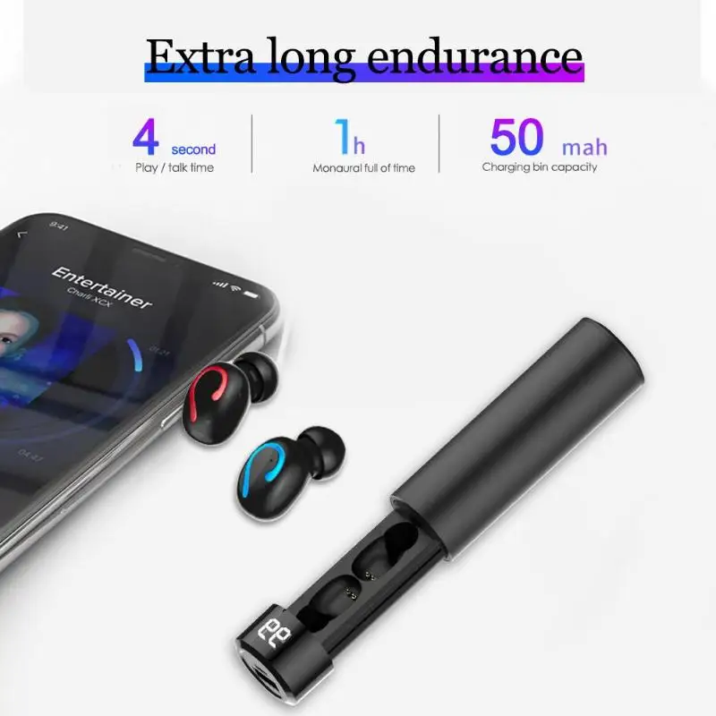 TWS стереонаушники Q67 с поддержкой Bluetooth 5 0 и цифровым дисплеем|Наушники гарнитуры|