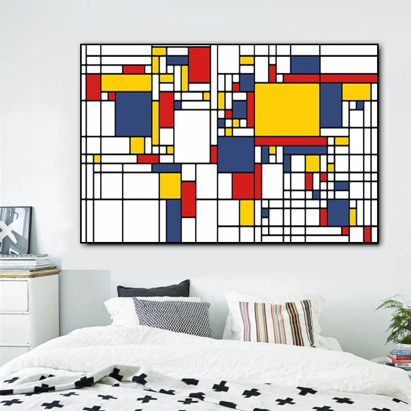 Абстрактная живопись сетки картины от Piet Cornelies Mondrian Современная печать на холсте стены искусства для гостиной Куадрос украшения