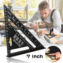 Règle triangulaire en alliage d'aluminium de 7 pouces, rapporteur d'angle métrique, règle de mesure de charpentier, outils de travail du bois, Instruments de mesure