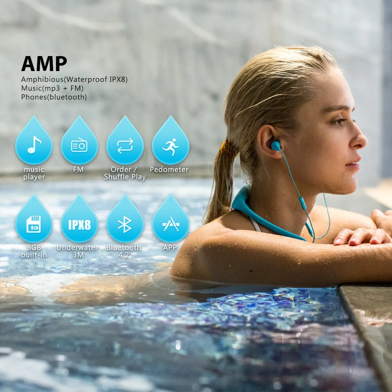 Tayogo W11 беспроводной Bluetooth водонепроницаемый MP3 плеер наушники Спорт Плавание HIFI Mp3 с FM Bluetooth шагомер для плавания