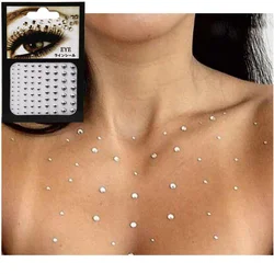 Autocollant de tatouage à paillettes en diamant, 2 pièces, 6 couleurs, maquillage, Eyeliner, ombre à paupières, strass pour le visage, autocollant, bijoux, yeux, cristal, 2022 
