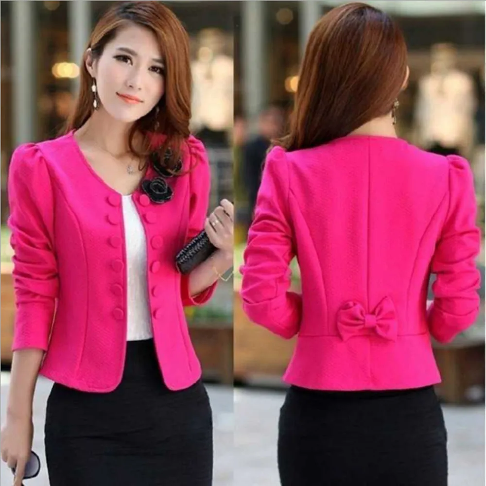 Новая мода женские топы тонкий костюм Офисная Женская короткая куртка SZ:S 3XL