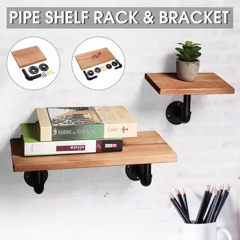 

Retro Black Iron Industrial Pipe Shelf Bracket Holder Wood board Rack DIY Wall Floating Shelf Home Office Decor Storage Holders