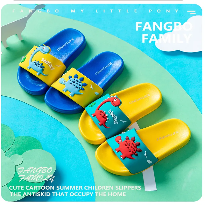 boy sandals fashion Summer New Dinosaur Slippers Boys And Girls Home Anti-skid Cool Flip Flops Cartoon Cute For Kids children's sandals near me