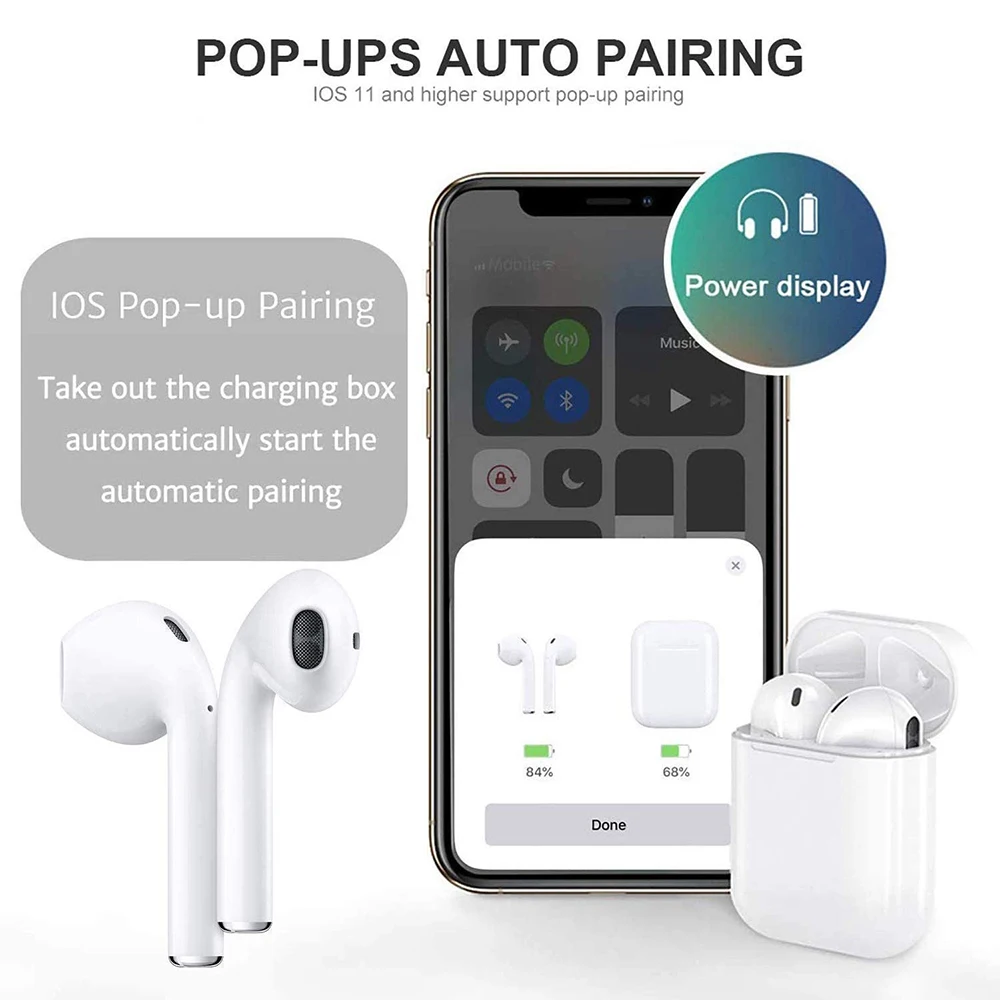 BONOLA TWS Bluetooth wireless earphone 20H Playtime IPX5 3D sound effect earphone for iPhone 12 Pro//12Mini/11Pro Xiaomi Samsung