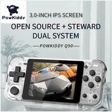 POWKIDDY Q90 открытая двойная система портативная Ретро игровая консоль " HD ips экран детский подарок 16 симулятор поддержка PS1 новая игра 3D игры