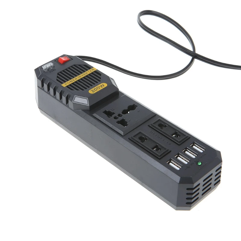 200W фары для автомобилей 4 Порты и разъёмы USB, работающего на постоянном токе 12 В в переменный ток 220V инвертор мощности автомобиля адаптер конвертер