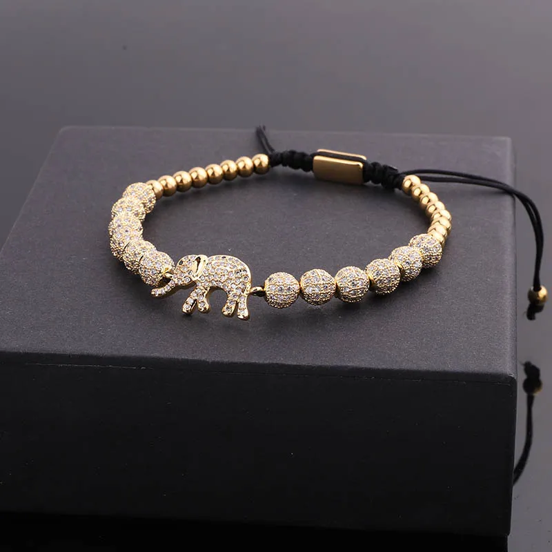 High Quality Women Bracelet Luxury CZ ball Lucky Elephant Charm Macrame Hip Hop Bracelet Men Women - Image 6