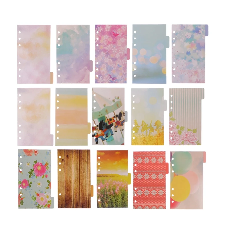Divisores de flores para páginas de índice de alta calidad, accesorios para Dokibook Notebook Planner A5 A6, 1 juego/5 uds.