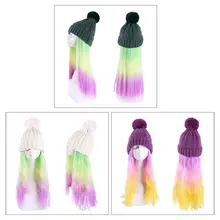 Парик цвета радуги шляпа высокая температура проволока моющаяся вязаная шапка косплей реквизит