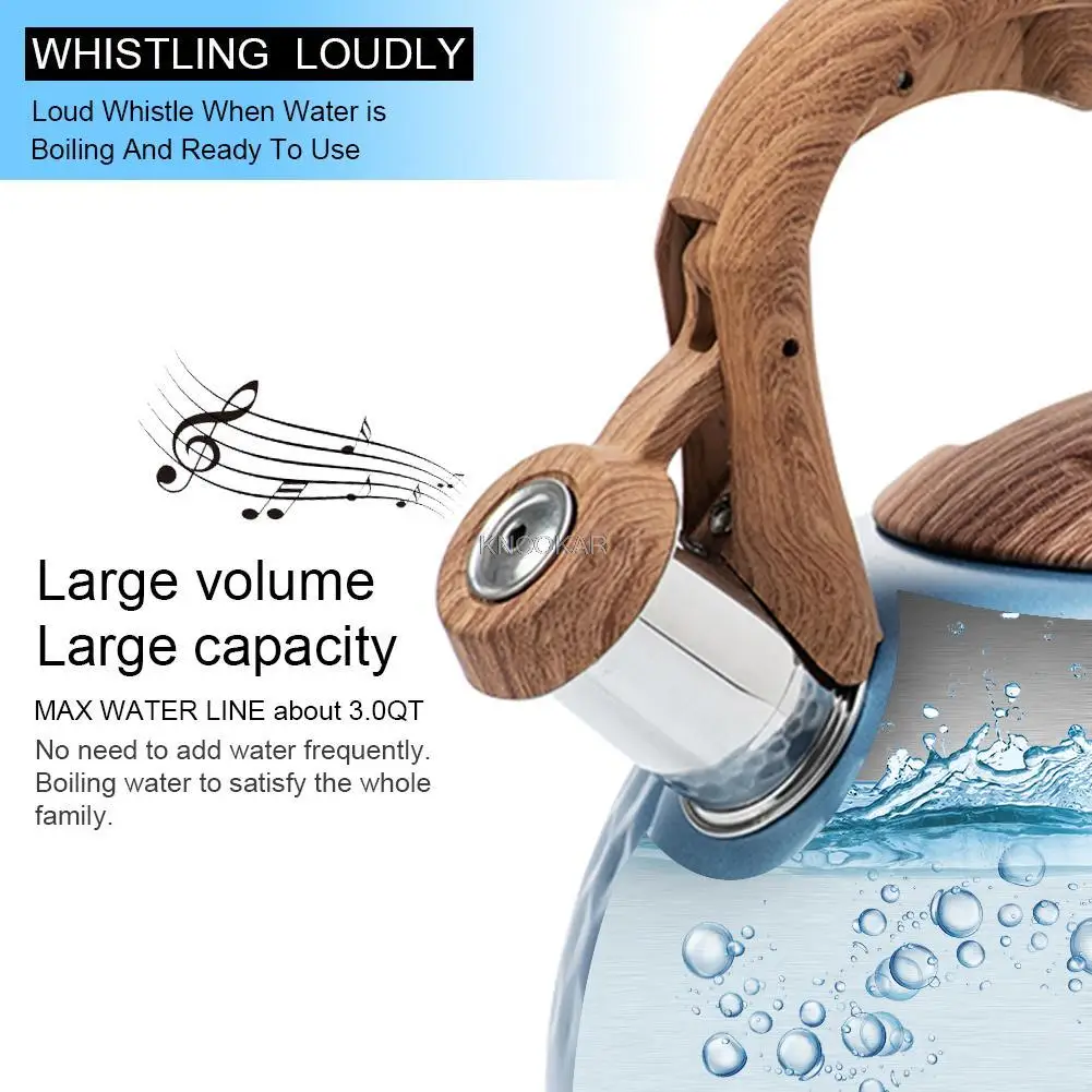 3L Stainless Steel Whistling Tea Kettle Stovetops Enamel Food Grade Tea Pot With Heat-Proof Handle For Gas Induction Cookers 4