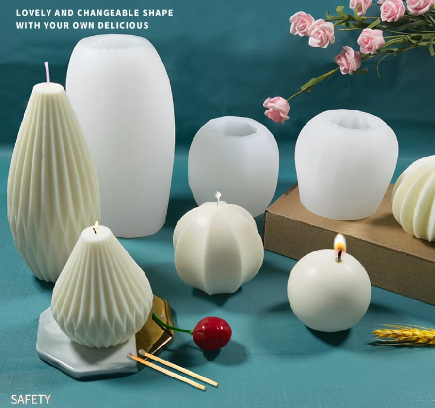 Diamond Ball Silicone Candle Mold DIY Candle Soap Gypsum Mold Creative Geometry Pear shape Resin Molds candles for Decoration