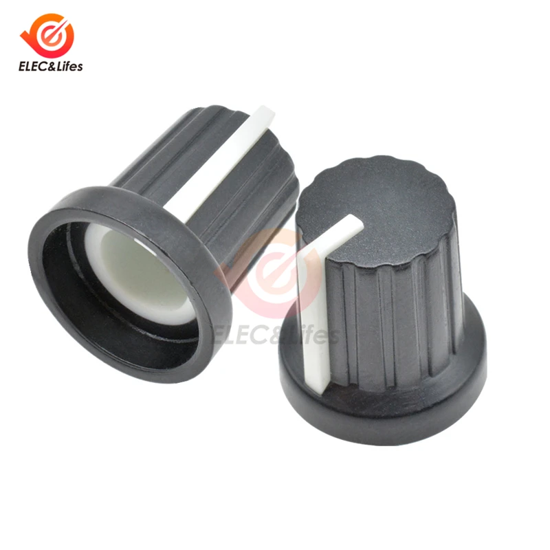 

10Pcs/lot WH148 Potentiometer Knob Cap 6mm Shaft Hole Threaded Rotary potentiometer switch caps For WH148 1k 5k 10k 20k 50k 100k