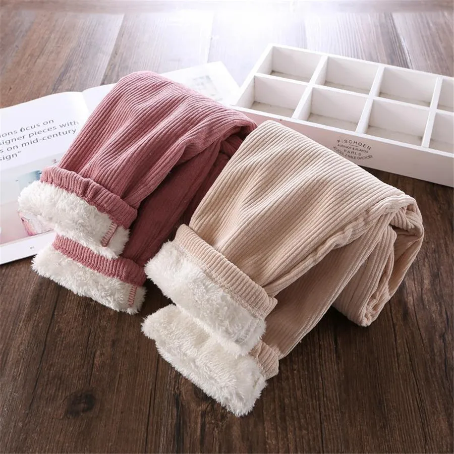 Girls Pants Kids Pants Girls Trousers Winter Children Pants Girls Plus Velvet Thick Jeans High Waist Warm Trousers 4 to 13Years