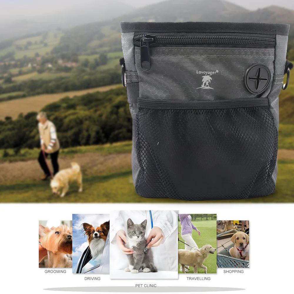 

Dog Pet Treat Pouch Dog Training Carrier Bag Built-In Poop Bag Dispenser Water Bottle Bag Snacks Toys For Walking Travel Hiking