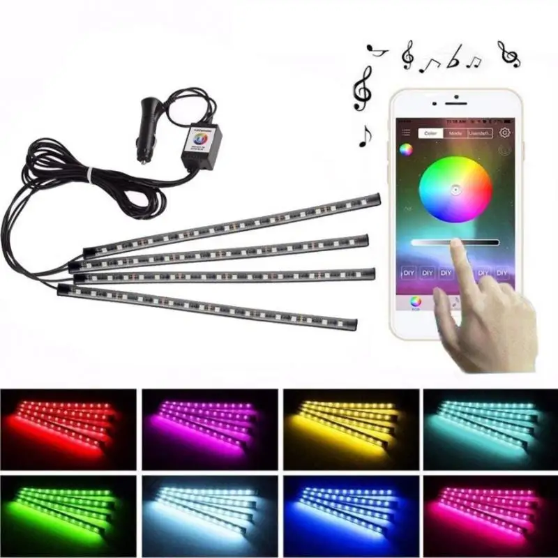 Car LED Strip Lights LED App Control Interior Lights Sound Active Function