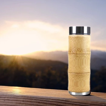 

400Ml Coffee Mugs Stainless Steel Tumbler Thermo Cup Drinking Tea Milk Bamboo Fashion Insulation Water Bottle Travel Mug