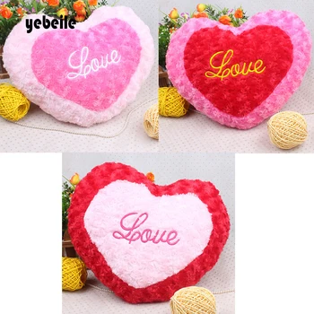 

Roses Love pillow cartoon couple pillow Heart Shape Sofa Rose applique Cushion Plush Toy Valentine's Day wedding gift Home decor