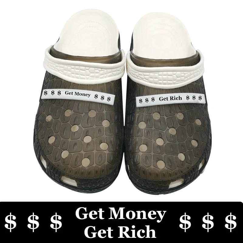 

Get Money Get Rich Men Sandals Crocks Hole Shoes PVC Clogs For Men EVA Unisex Garden Shoes Brown Crocse Adulto Cholas Hombre