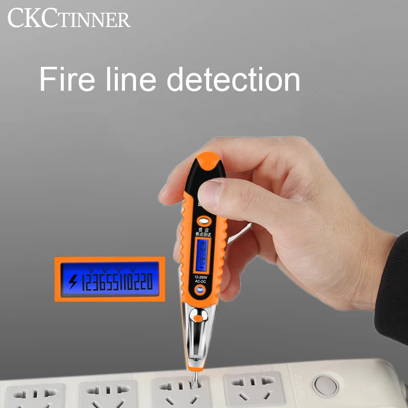 멀티 디지털 테스트 연필 AC DC 12-250V 테스터 전기 스크루 드라이버 LCD 디스플레이 전압 검출기 테스트 펜 전기 도구