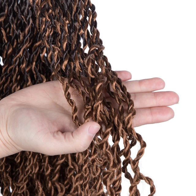 Synthetic Crochet Braids Hair Passion Twist Braiding Hair Extensions Ombre Brown & Blonde Faux Locs With Kinky Curly Hair Nature TT4-30