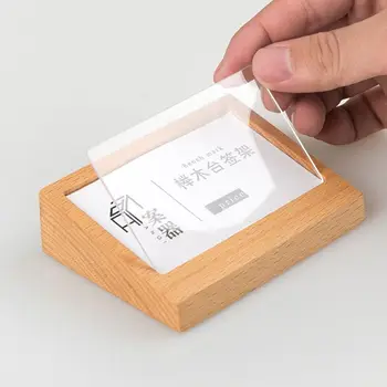 

7.5x10cm Name Card Display Acrylic Panel Wooden Table Menu Sign Holder Stand Price Paper Tags Label Rack