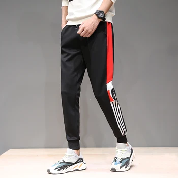 

Feitong Streetwear Cargo Pants Side Pockets Pants Men's Hip Hop Patchwork Ripped Sweatpants pantalon homme