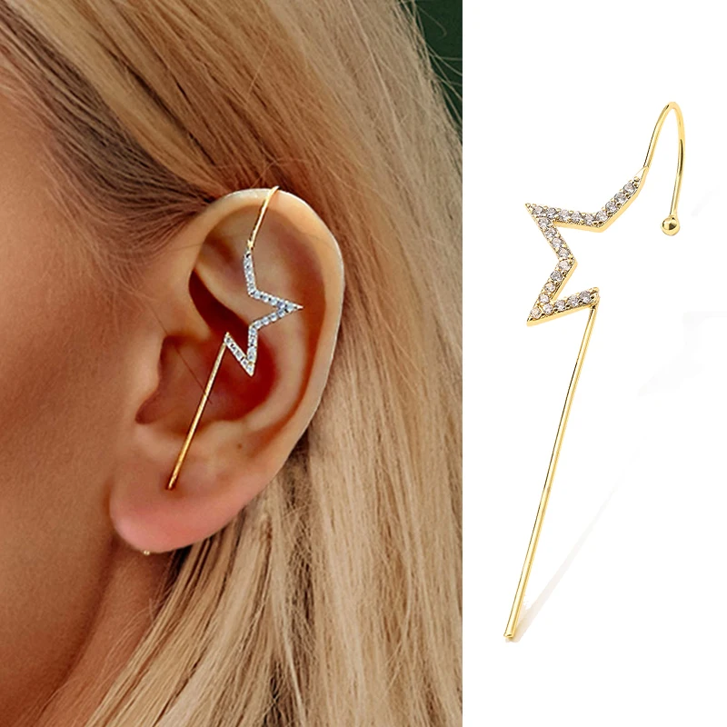 2021 Newest Arrivals Unique Jewelry 1 Pcs Earring Women Geometry Ear Pin Design Line Around Earrings Zircon Wedding Accessories | Украшения