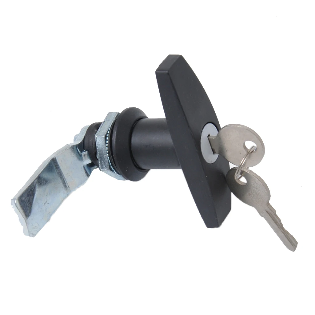 Keyed Garage Door Lock T-Handle Assembly for Trailer Caravan RV Toolbox - Black