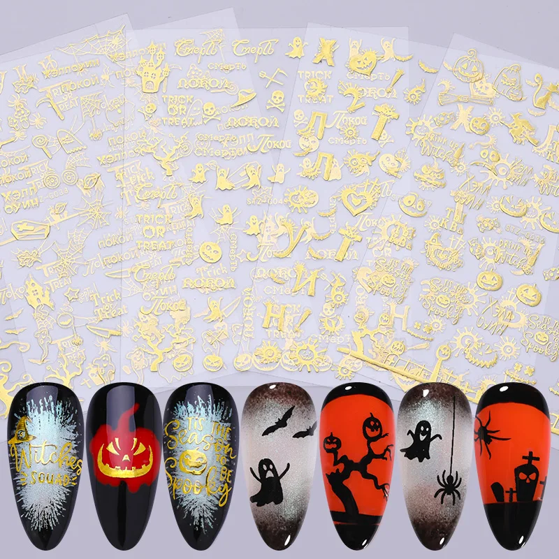

1 Sheet 3D Nail Art Sticker Halloween Theme Mixed Patterns Nail Transfer Stickers Paper for Nail DIY Beauty Design Decorations