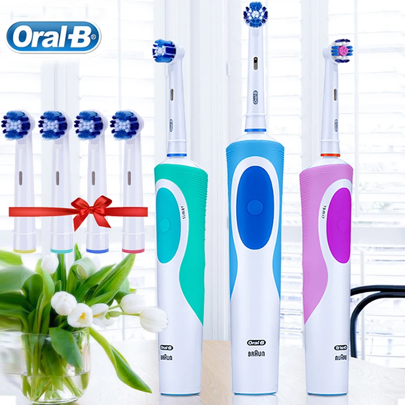 Oral B Electric Toothbrush Rechargeable Soft Bristle Brush Head Remove Plaque Deep Clean Teeth for Adults with Gift