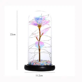 

Rose Flower in a Glass Dome Wooden Base Colorful LED Night Light Lamp Valentine H4GD