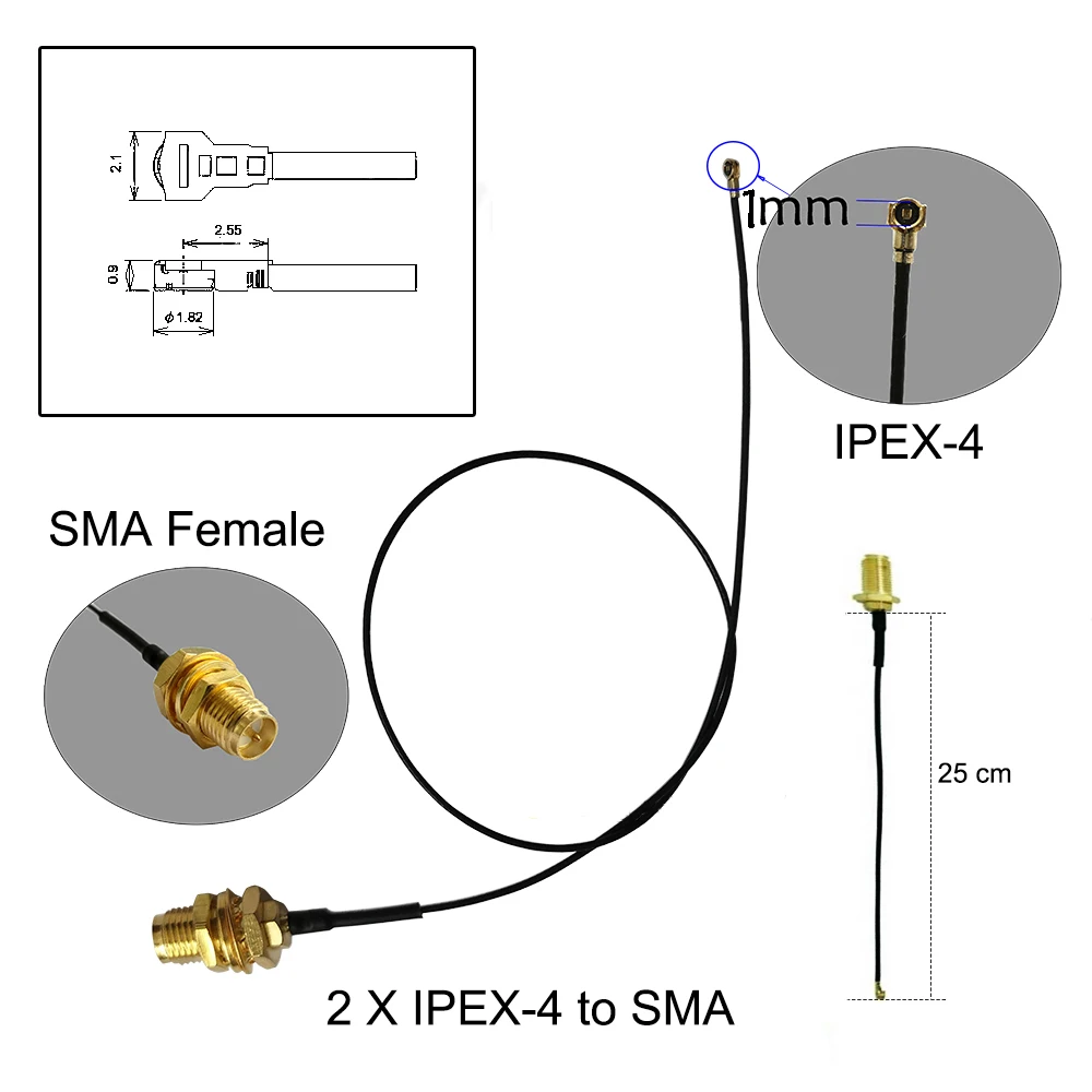 RP SMA + MHF4/IPX Pigtail 2dbi 2 4G/5G WiFi антенна для NGFF 7260 7265 3160 8260 BCM94360HMB BCM94360CS2 EM7355 ME906E ME906V|wifi