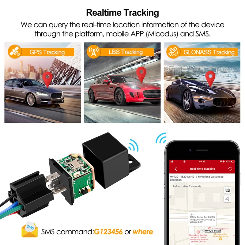 Водонепроницаемый GPS-трекер MV720 GPS-навигатор со встроенным аккумулятором для