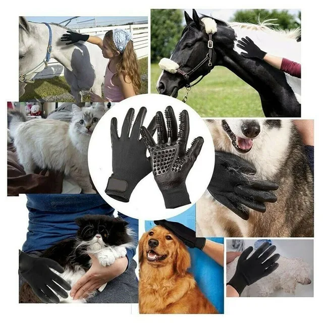 1 pair pet grooming gardening gloves for dog cat washing hair brush remover massage shedding mitten fur bathing shedding