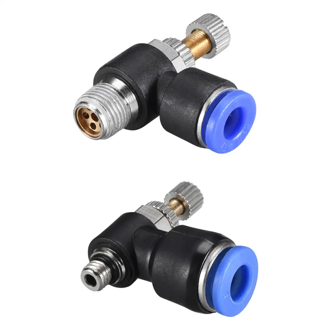 2pcs 6mm Air Flow Speed Control Valve Tube 1//4/" Pneumatic Push In Quick Fitting