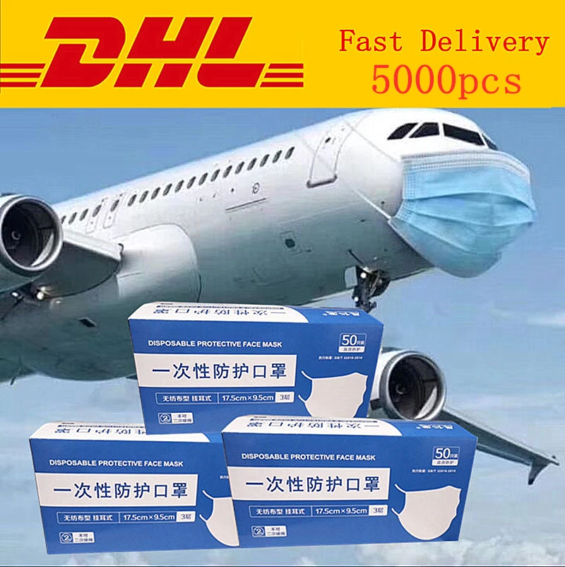 

DHL DROPSHIPPING Disposable 5000PCS Masks Anti dust mask mouth korean blue Face Mouth Masks Facial Protective Cover
