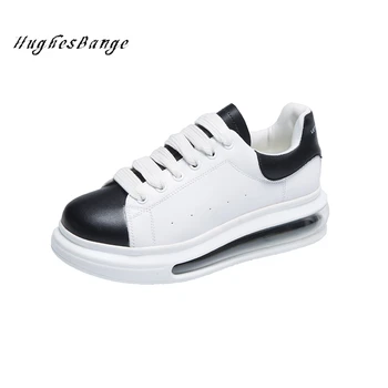 

sneakers women shoes fashion spring new thick casual Korean style round head laces White single Lace up Wild Color matching