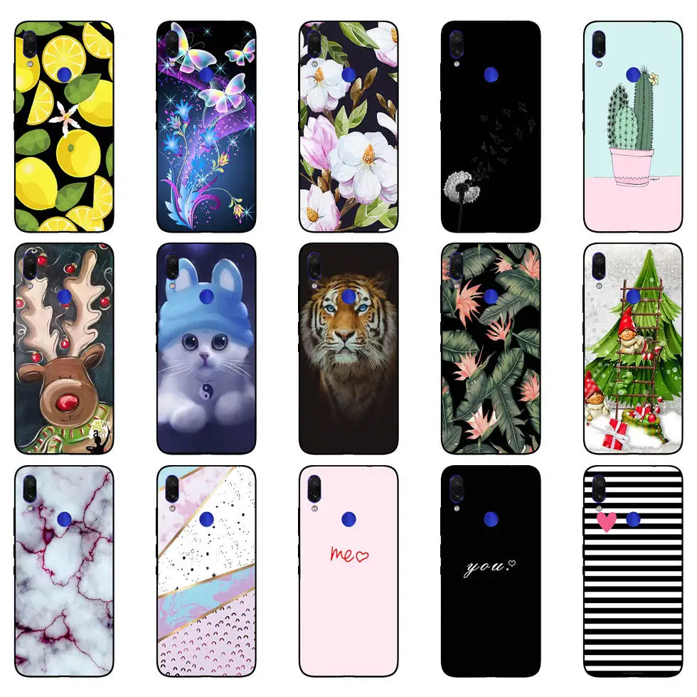 Untuk Xiaomi Redmi Note 7 Hitam Case Silikon Lembut Funda untuk Xiaomi Redmi Catatan 7 Hitam TPU Case Pelindung 6.3 