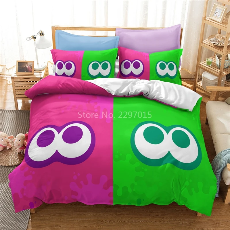 Home Textile Splatoon 2 3d Printed Bedding Set Cartoon Game Duvet Cover Pillowcase Twin Queen King Bed Linen Kids Bedclothes | Дом и сад