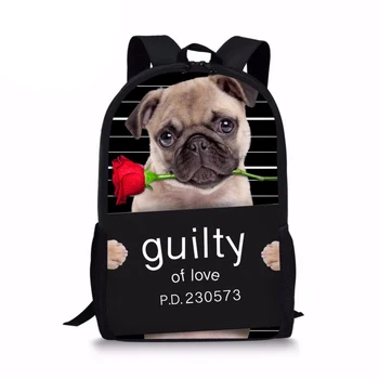 

Customzied Black Puppy Pug Dog Backpack for Teenager Boys Girls Cute Printing Children Kids 3D Animal Back Unique Child Pack
