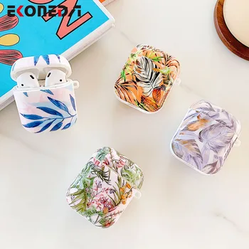 

EKONEDA Cute Leaf Patterned Case For Airpods 2 Soft Silicone Charging Case For Airpod Cases Protective Cover