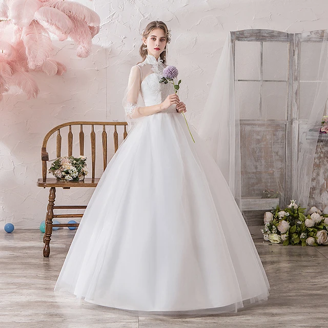 クラシック中国スタイルハイネック 3 分袖ヴィンテージのウェディング