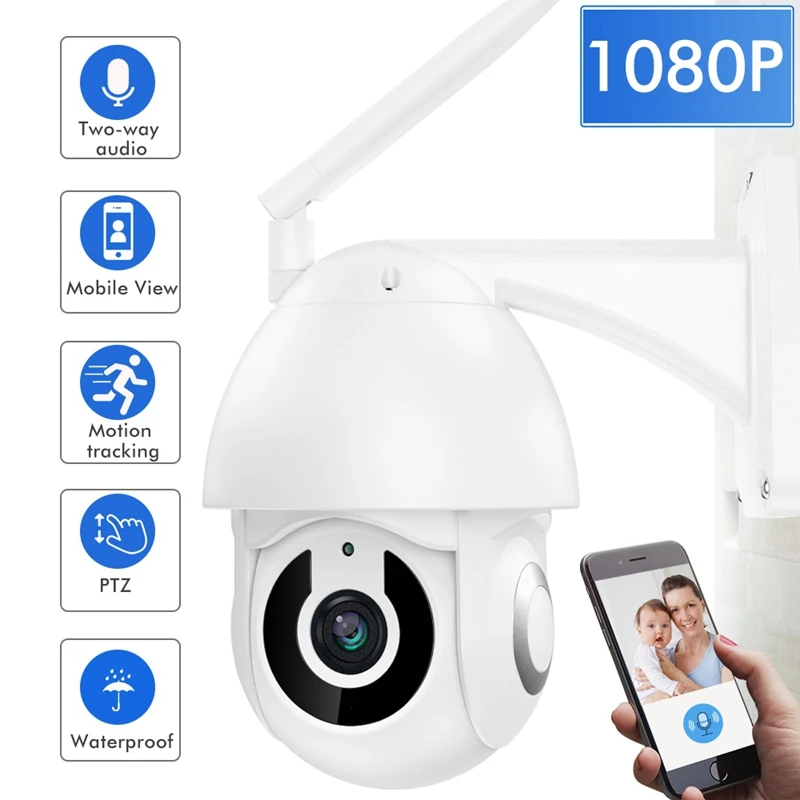 Сетевая камера Открытый водонепроницаемый карданный вращающийся шар Wifi камера безопасности 1080P с фиксированным фокусом инфракрасная камера Eu Plug